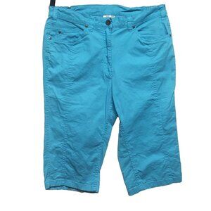 Giada Womens Capri pants Germany 46 US L/XL Turquoise 5-pockets straight stretch